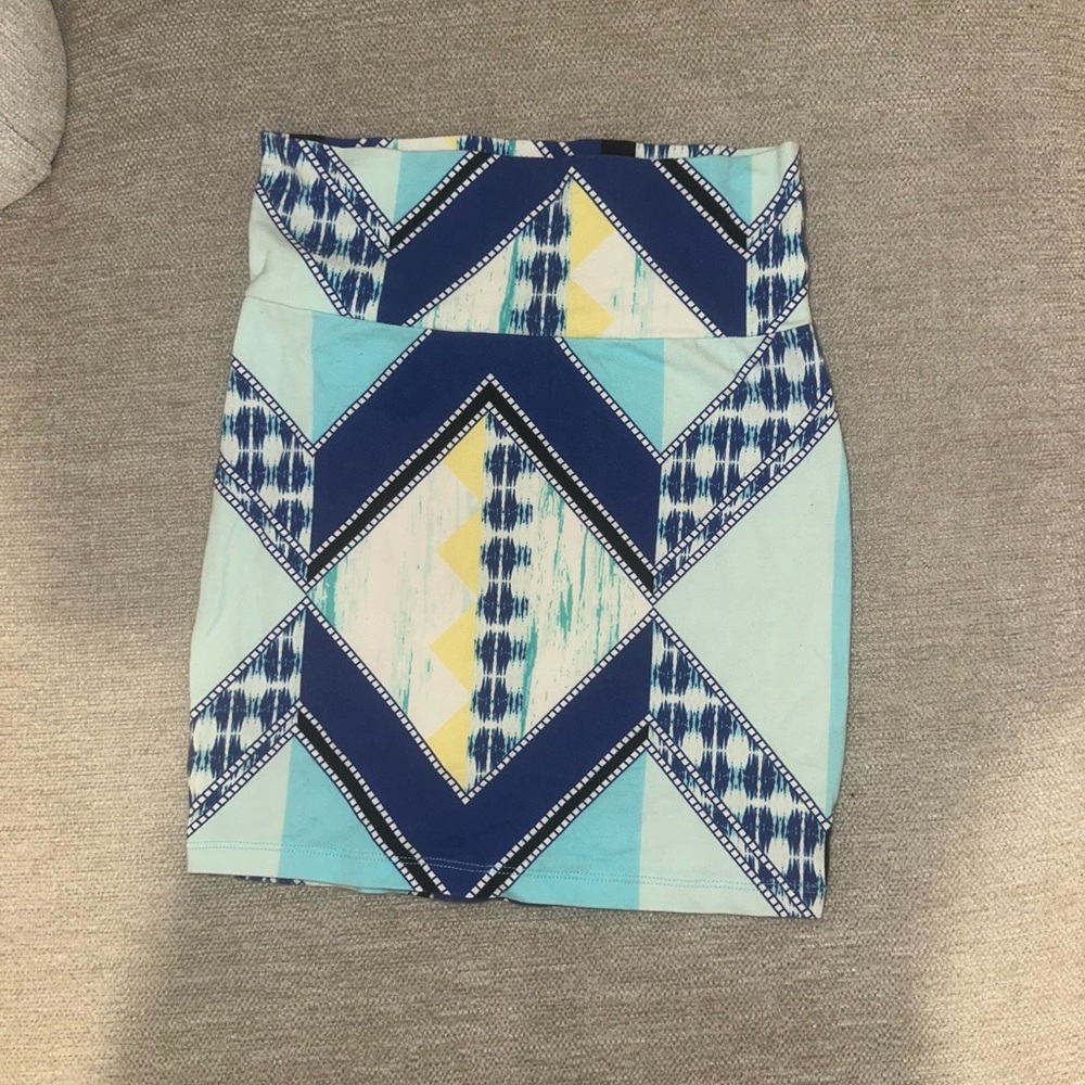 Geometric Blue and Yellow Women's Skirt